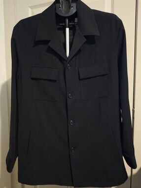 NWT Claiborne Men's Black Shirt Jacket with Chest Flap Pockets Size M